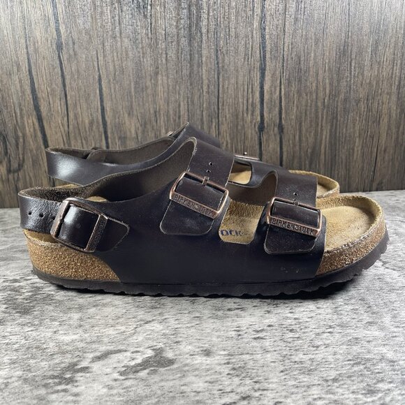 Birkenstock Milano Women's Brown Leather Slingback Sandals Size 40 US 9 - Picture 3 of 9